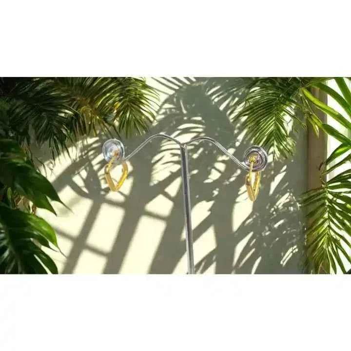 Boucles Créoles Carrées Dorées 2 cm en Acier Inoxydable – Look Tropical Réunionnais - Reunivente.re
