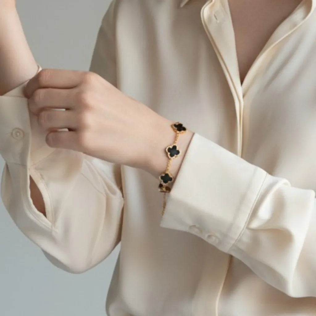 Bracelet Fleur Blanc Acier Inoxydable 20cm - Saint Denis 974 Réunion