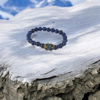 Bracelet Homme Lapis Lazuli Couronne - Pierre Impériale Royale La Réunion