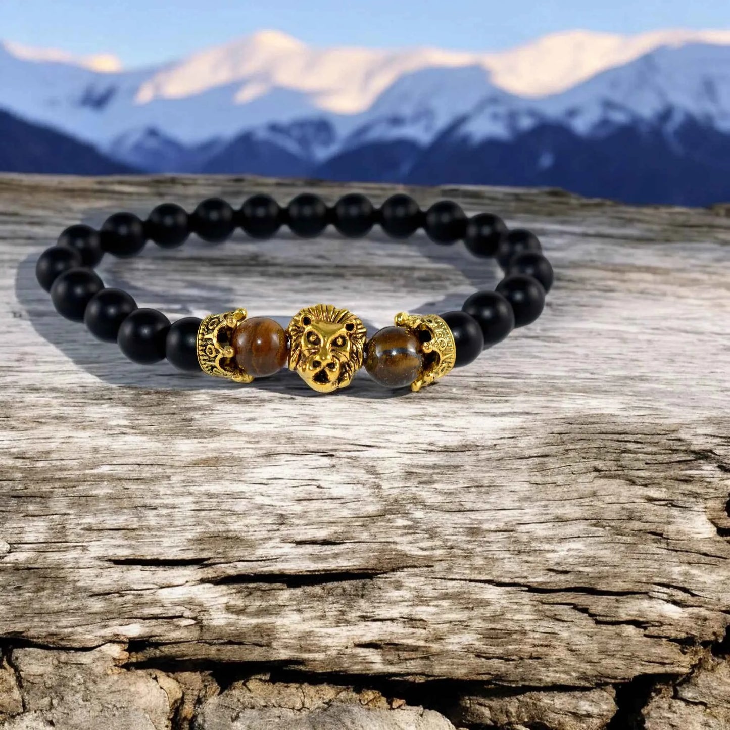Bracelet Lithothérapie Œil de Tigre Onyx Lion - Pierres Naturelles Unisexe La Réunion