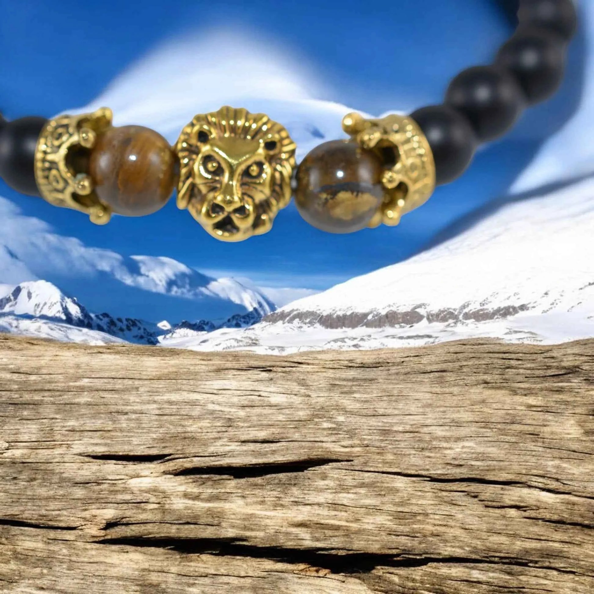 Bracelet Lithothérapie Œil de Tigre Onyx Lion - Pierres Naturelles Unisexe La Réunion