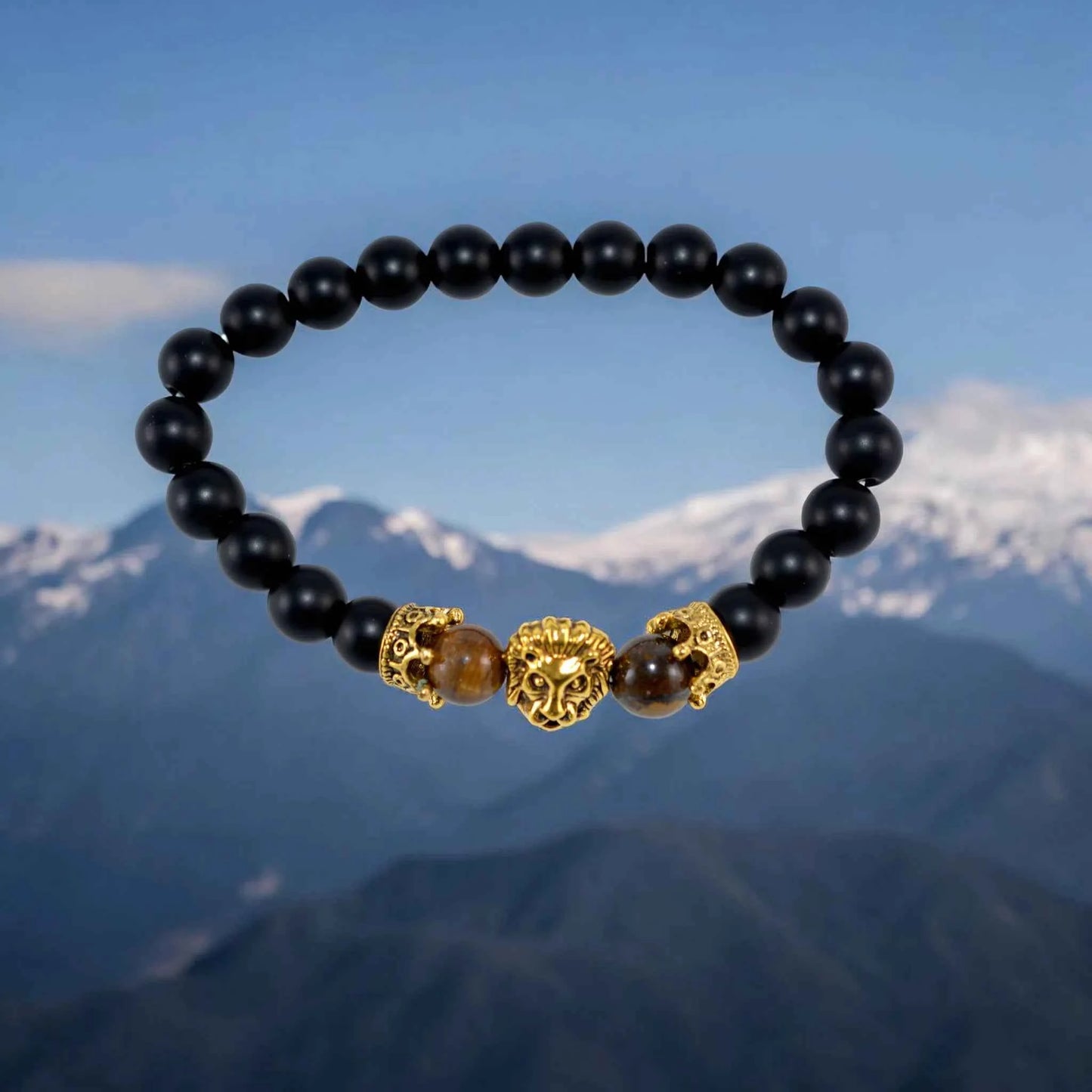 Bracelet Lithothérapie Œil de Tigre Onyx Lion - Pierres Naturelles Unisexe La Réunion