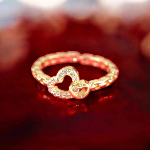 Bague Cœur Zirconium plaqué or - Réglable La Réunion