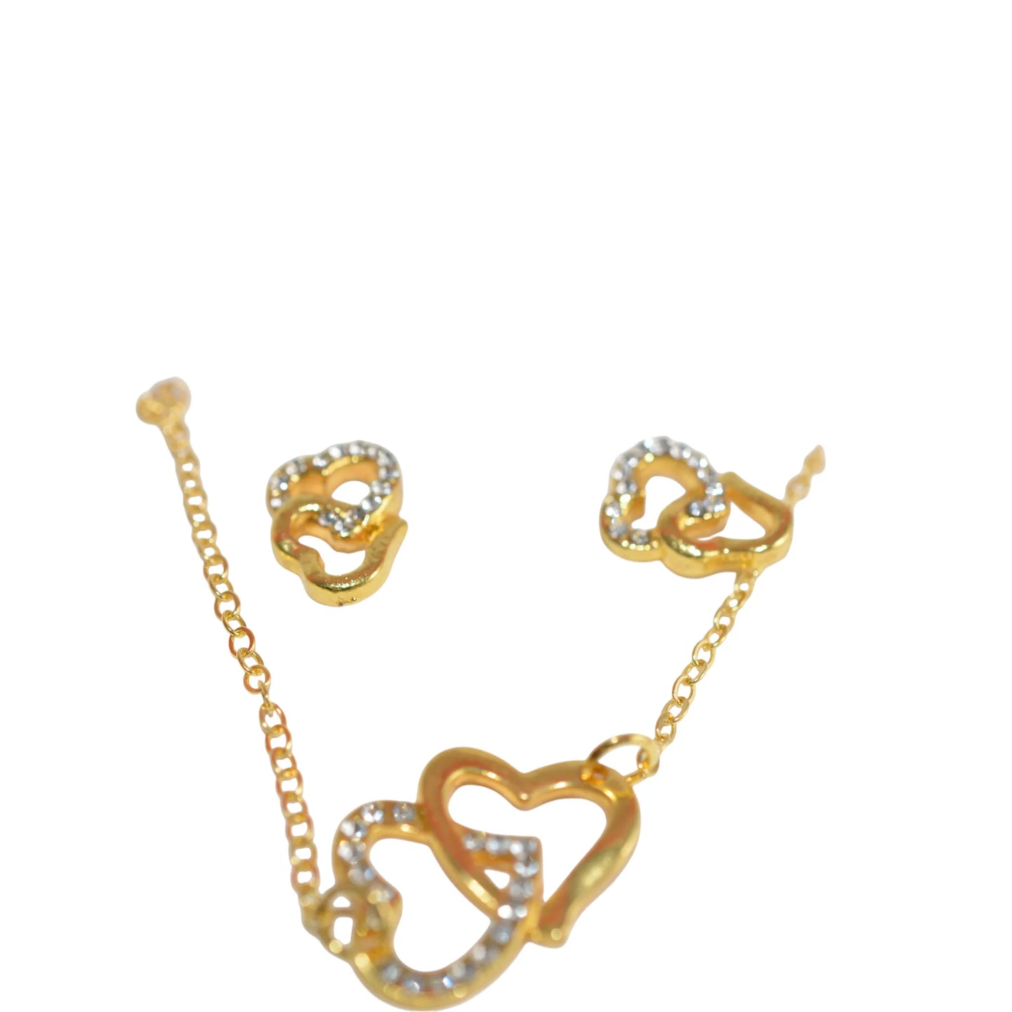 Coffret Cadeau Bijoux Femme 5 Pièces - Montre Bracelet Collier Bague Boucles d'Oreilles Doré La Réunion