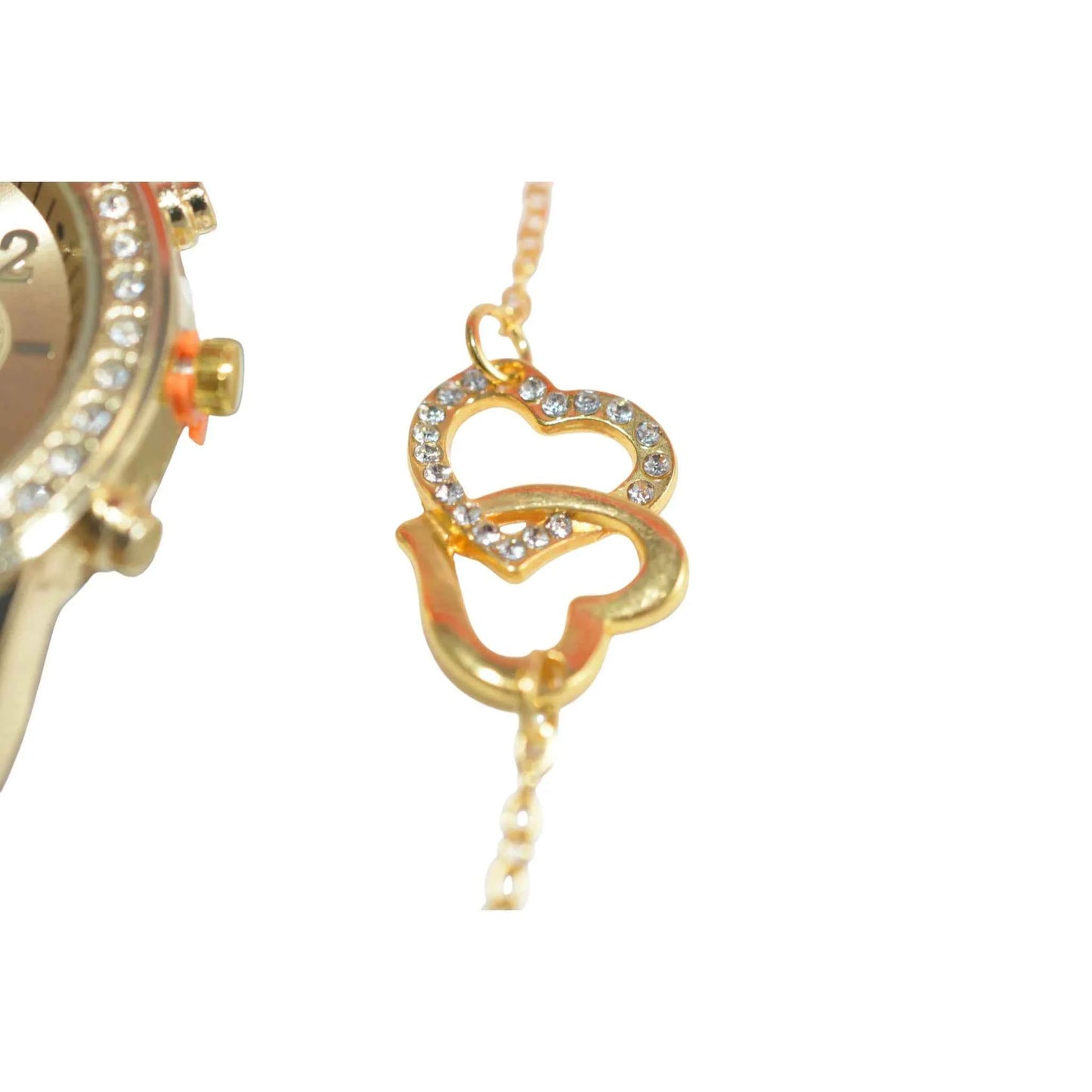 Coffret Cadeau Bijoux Femme 5 Pièces - Montre Bracelet Collier Bague Boucles d'Oreilles Doré La Réunion