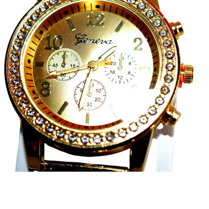 Coffret Cadeau Bijoux Femme 5 Pièces - Montre Bracelet Collier Bague Boucles d'Oreilles Doré La Réunion