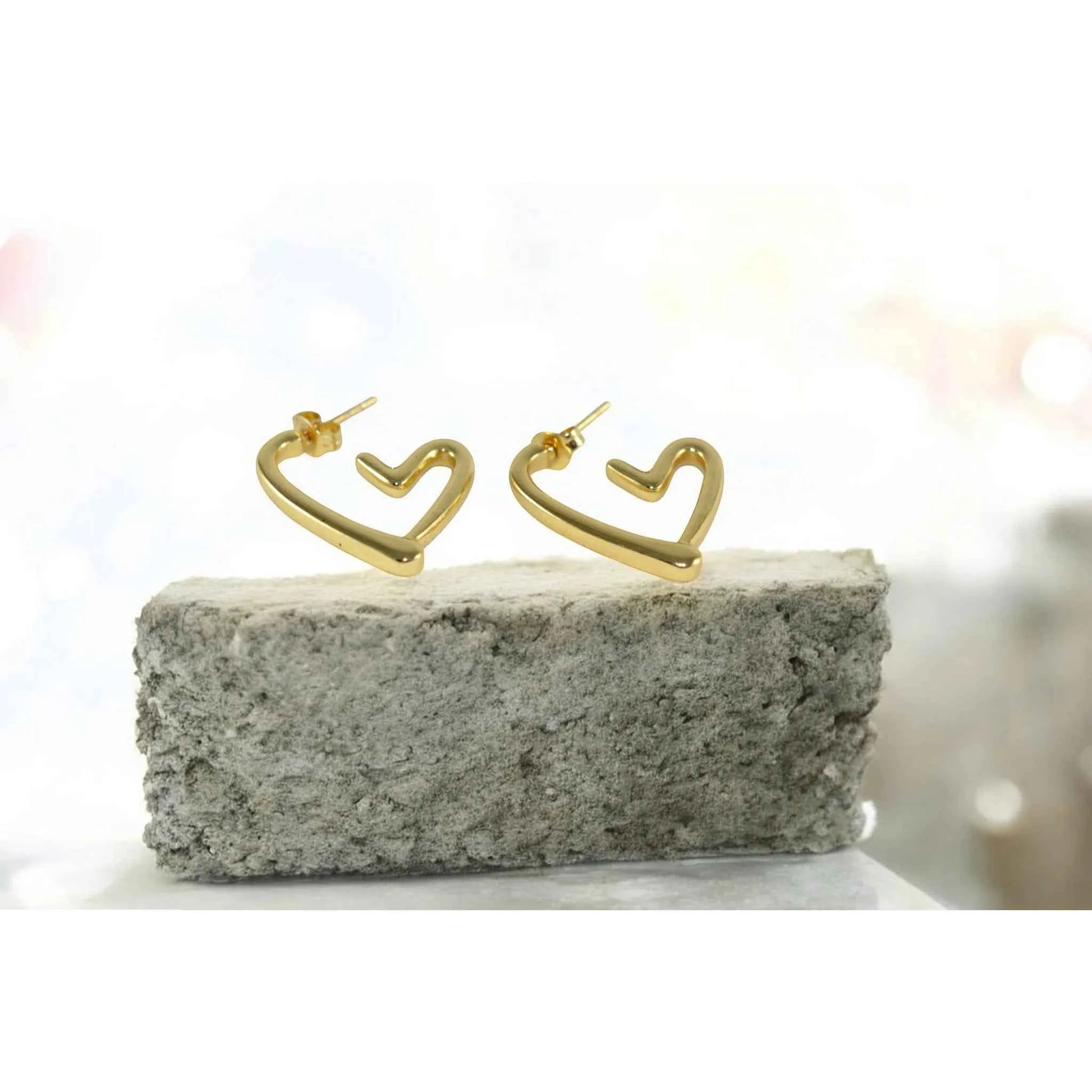 Boucles d'Oreilles Cœur Plaqué Or - Acier Inoxydable 304 Femme La Réunion