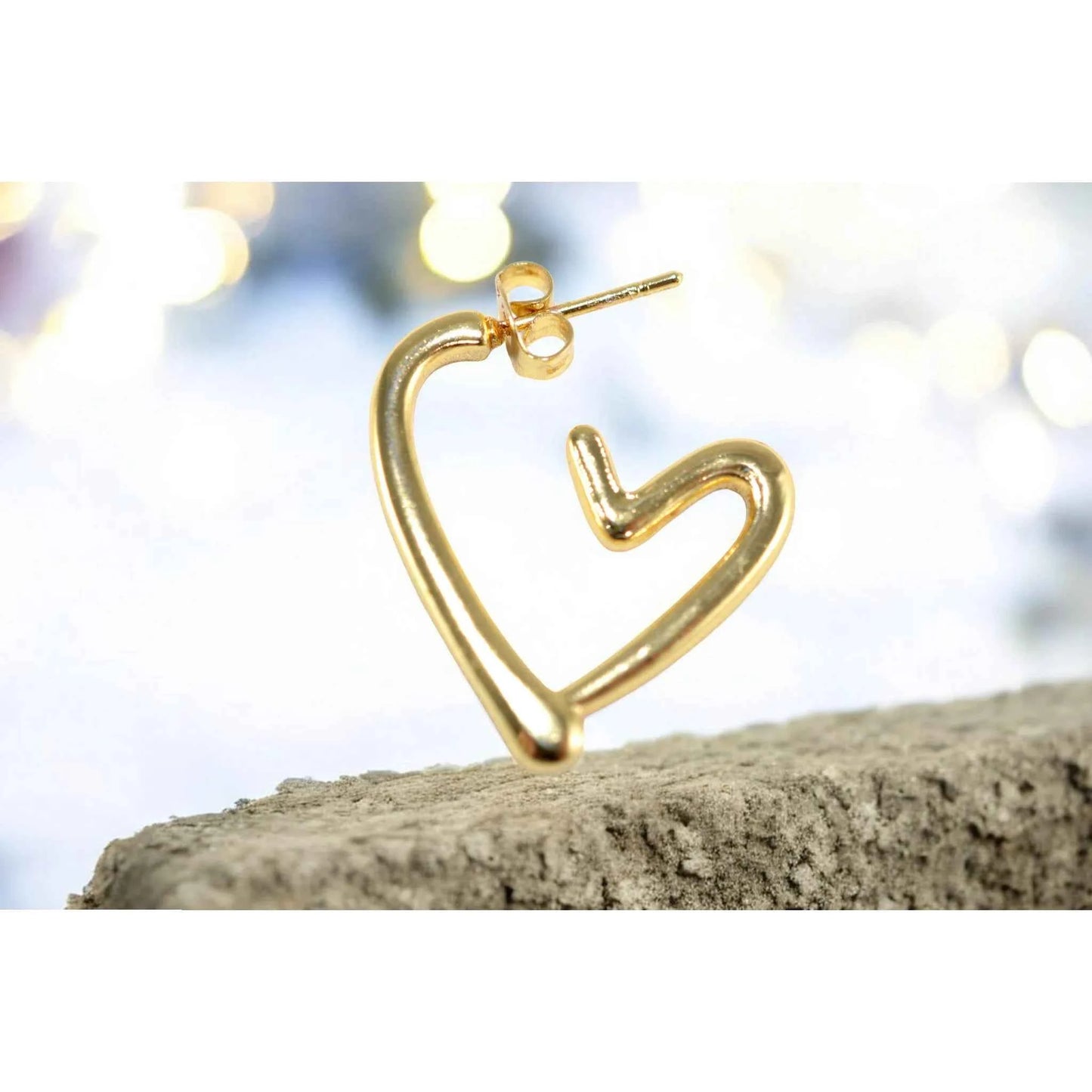 Boucles d'Oreilles Cœur Plaqué Or - Acier Inoxydable 304 Femme La Réunion