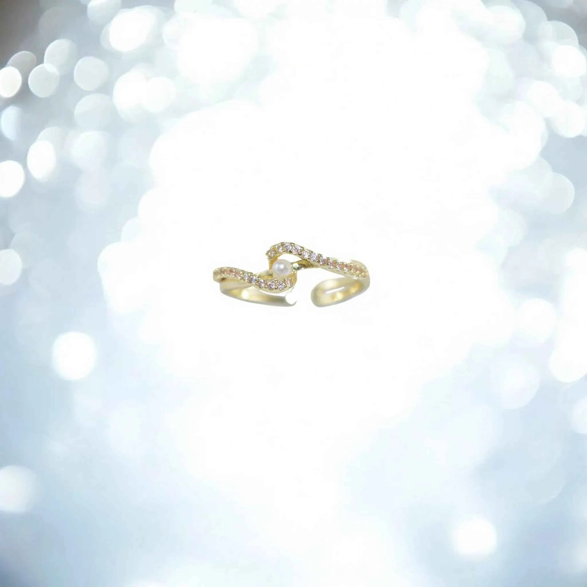 Bague réglable avec perle - Style géométrique