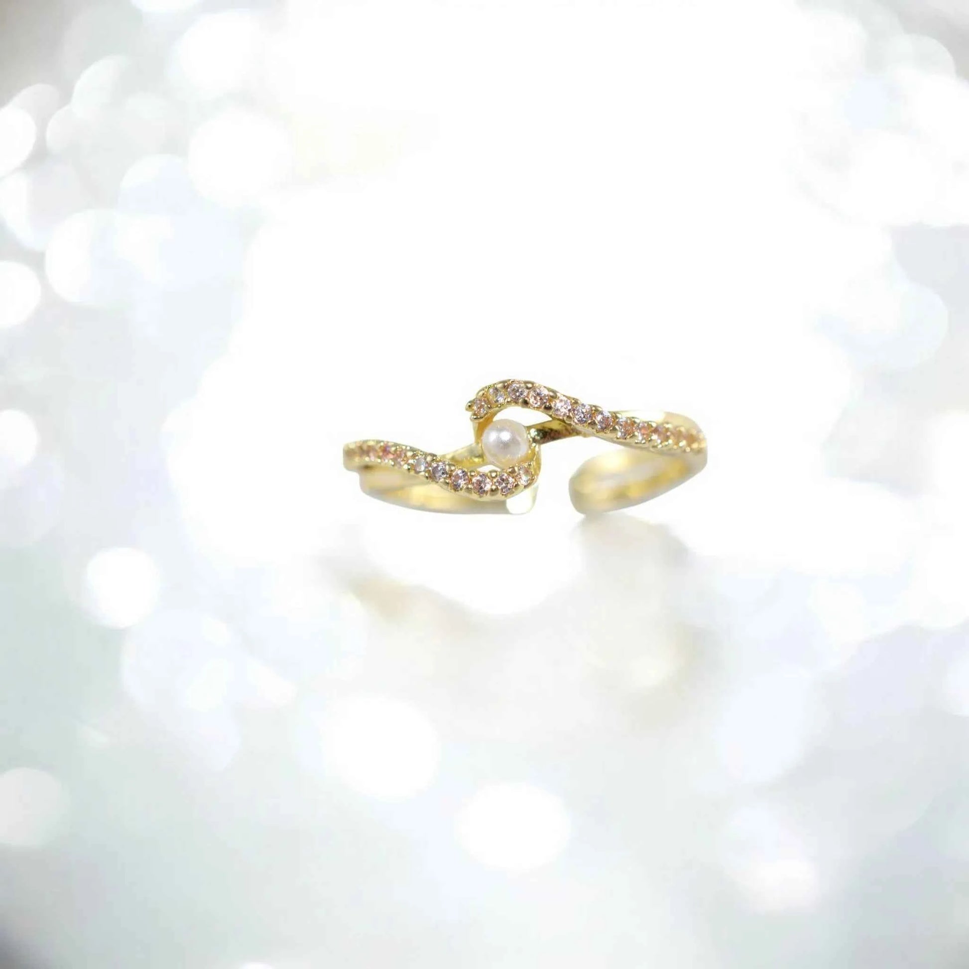 Bague réglable avec perle - Style géométrique