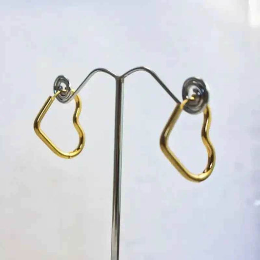 Boucles d’oreilles créoles cœur – Acier inoxydable doré - Reunivente.re