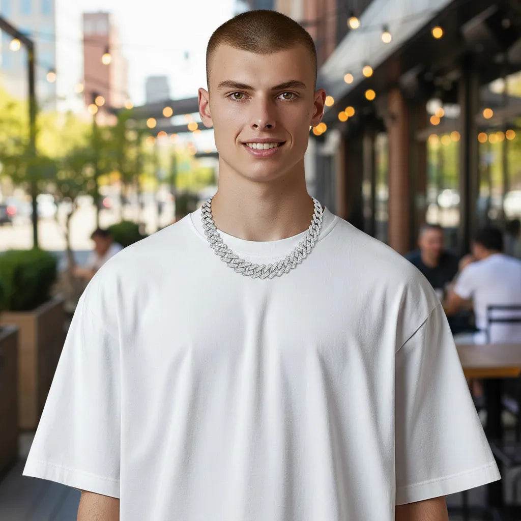 Chaîne Cubaine Strass reunion - Collier Hip - Hop Luxe - reunivente.re