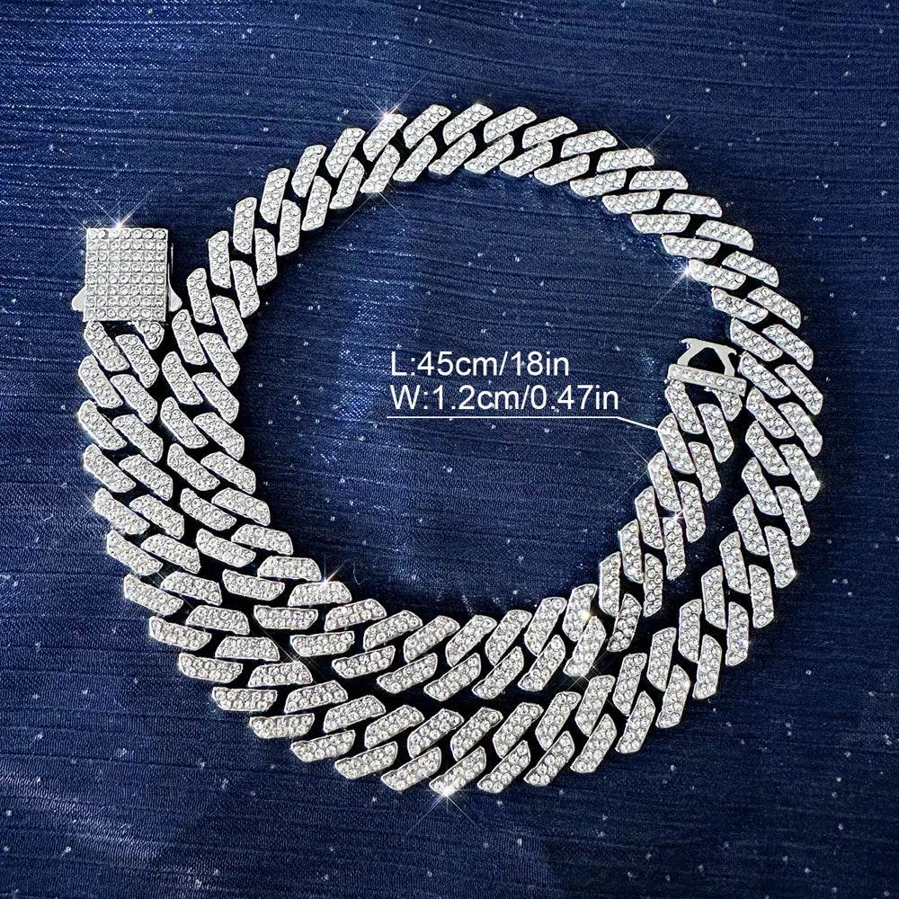 Chaîne Cubaine Strass reunion - Collier Hip - Hop Luxe - reunivente.re