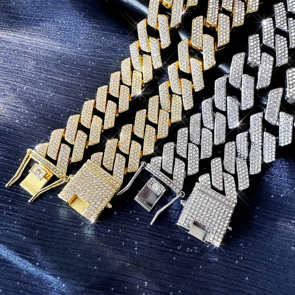 Chaîne Cubaine Strass reunion - Collier Hip - Hop Luxe - reunivente.re