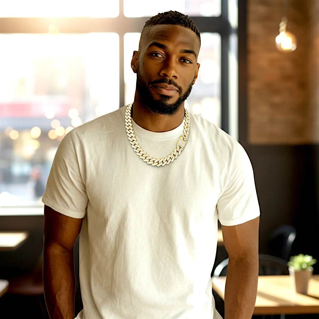 Chaîne Cubaine Strass reunion - Collier Hip - Hop Luxe - reunivente.re