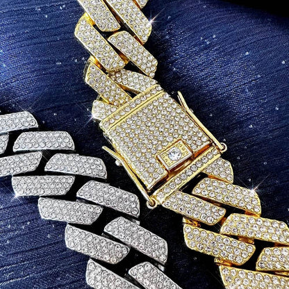Chaîne Cubaine Strass reunion - Collier Hip - Hop Luxe - reunivente.re