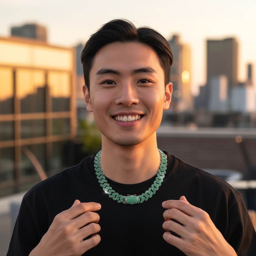 Chaîne Cubaine Strass reunion - Collier Hip - Hop Luxe - reunivente.re