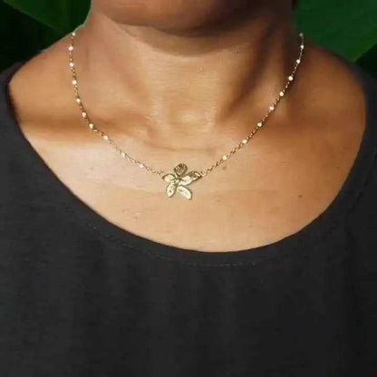 Collier Fleur Tropicale en Acier Inoxydable - Reunivente.re