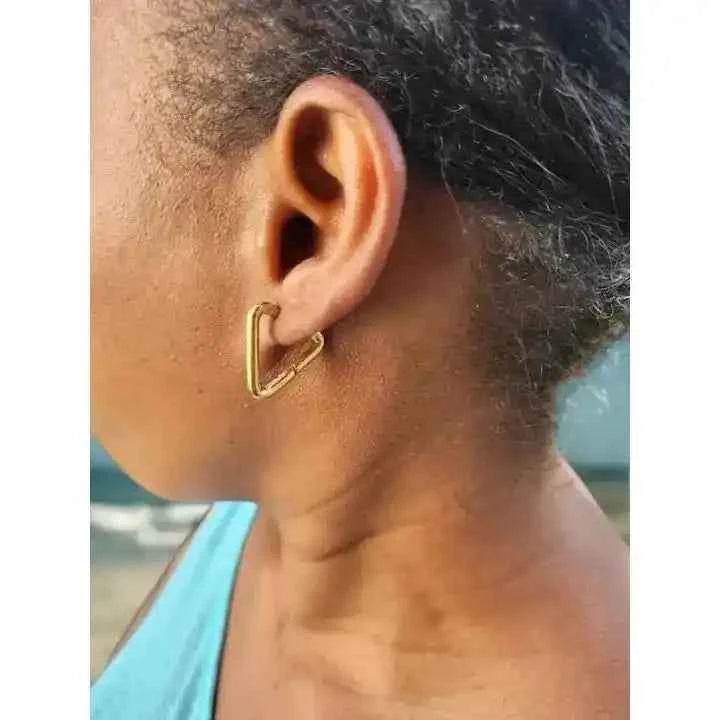 Créoles Triangulaires Dorées 2 cm – Acier Inoxydable - Reunivente.re