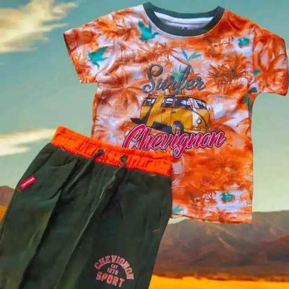 Ensemble Enfant Short & T-shirt Chevignon Orange – 100% Coton - Reunivente.re