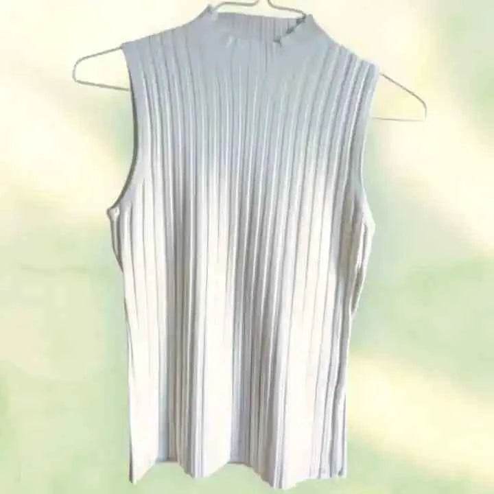 Haut sans manches blanc en maille côtelée – Taille unique – Style tropical chic à La Réunion - Reunivente.re
