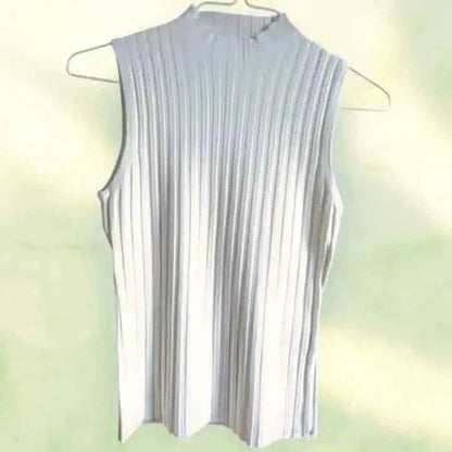 Haut sans manches blanc en maille côtelée – Taille unique – Style tropical chic à La Réunion - Reunivente.re