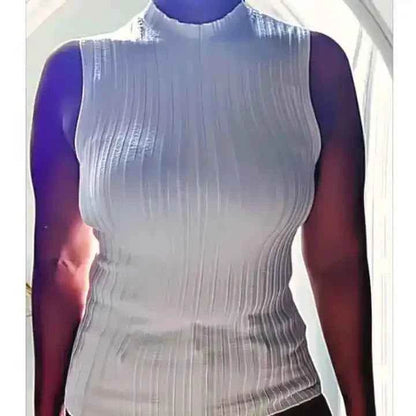 Haut sans manches blanc en maille côtelée – Taille unique – Style tropical chic à La Réunion - Reunivente.re