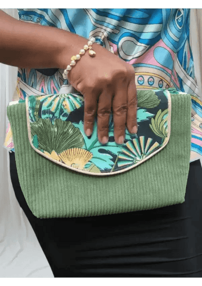 Pochette en Tissu Fait Main - Floral Vert - Reunivente.re
