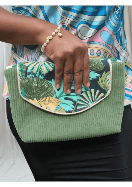 Pochette en Tissu Fait Main - Floral Vert - Reunivente.re