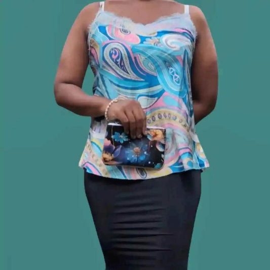 Porte-monnaie femme floral noir - Reunivente.re