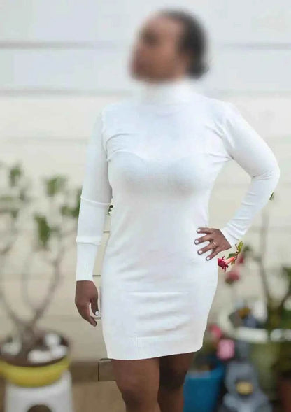 Robe pull blanche – Taille unique | Douceur & élégance en maille - Reunivente.re