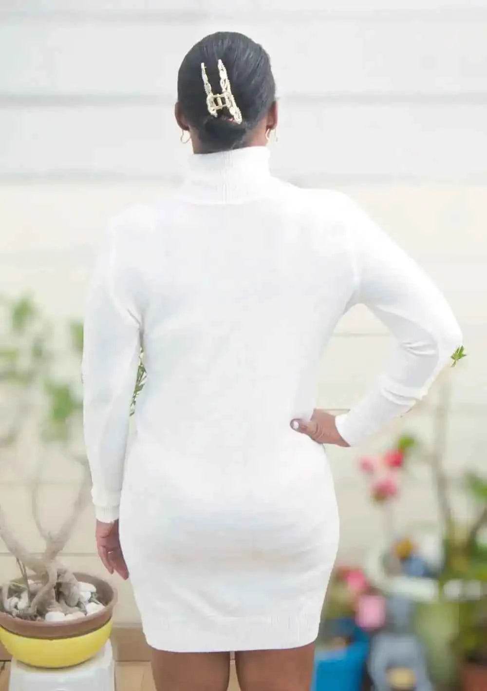 Robe pull blanche – Taille unique | Douceur & élégance en maille - Reunivente.re