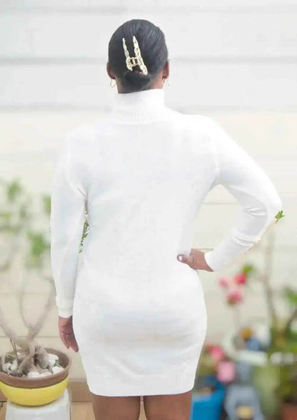 Robe pull blanche – Taille unique | Douceur & élégance en maille - Reunivente.re